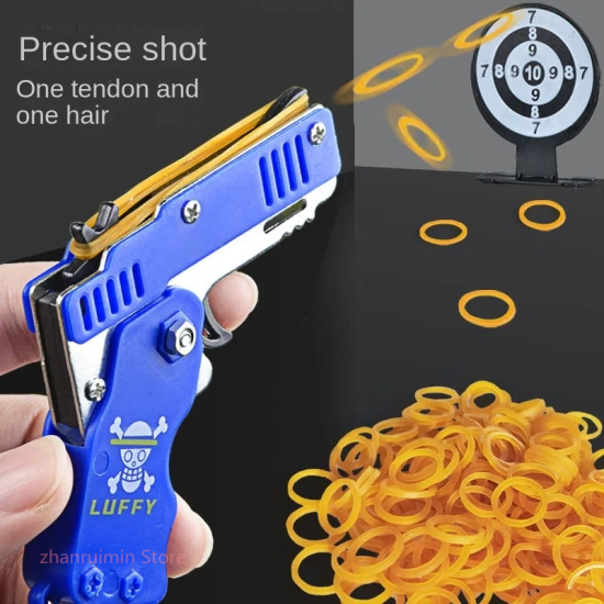 1PCS Metal Toy Gun Mini Folding Rubber Band Toy Outdoor Sports Keychain For Man Women Gifts In Office - Image 3