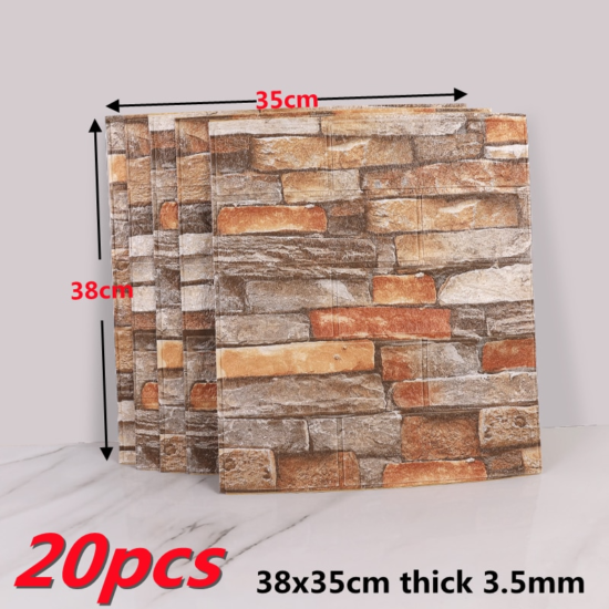 3D Brick Wallpaper Foam Plastic Sticker 10pcs DIY for Living Room Bedroom Waterproof Self-Adhesive