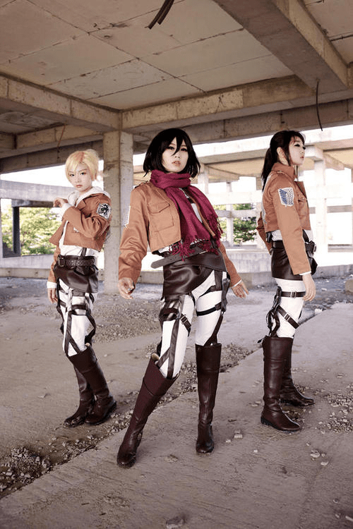 Hot Anime Attack on Titan Cosplay Shingeki no Kyojin Jacket Recon Corps Leather Skirt Hookshot Belts Suspenders Ackerman Costume