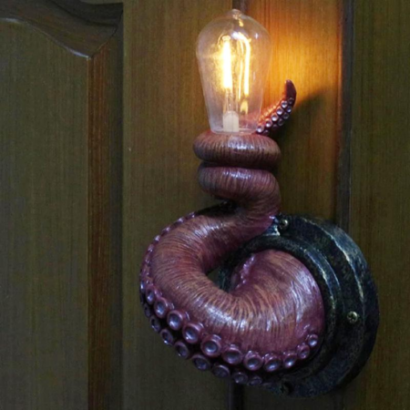 Vintage Wall Sconce Light Octopus Tentacle Shape Realistic Resin Nordic Style Creative Animal LED
