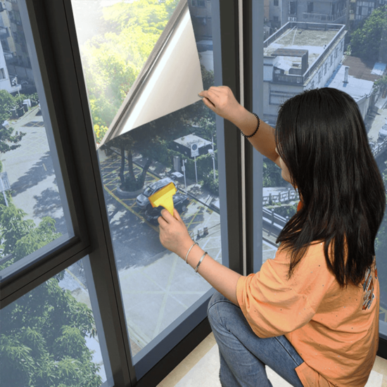 Self Adhesive Window Sticker Heat Reflective Glass Privacy Reflective Film Multi Size