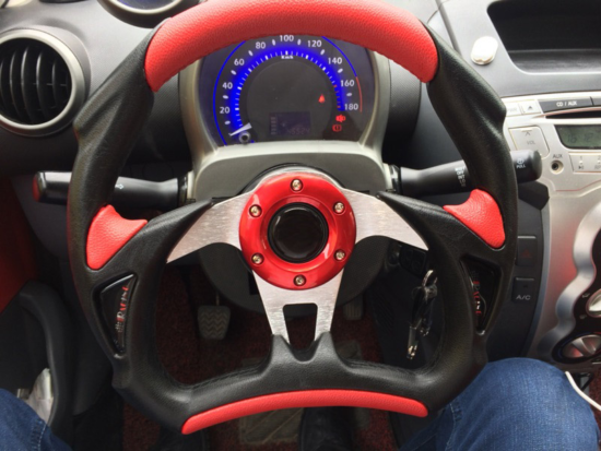 Racing Flat Steering Wheel Aluminum PVC Car JDM Sports Drifting Wheel Black Leather Effect
