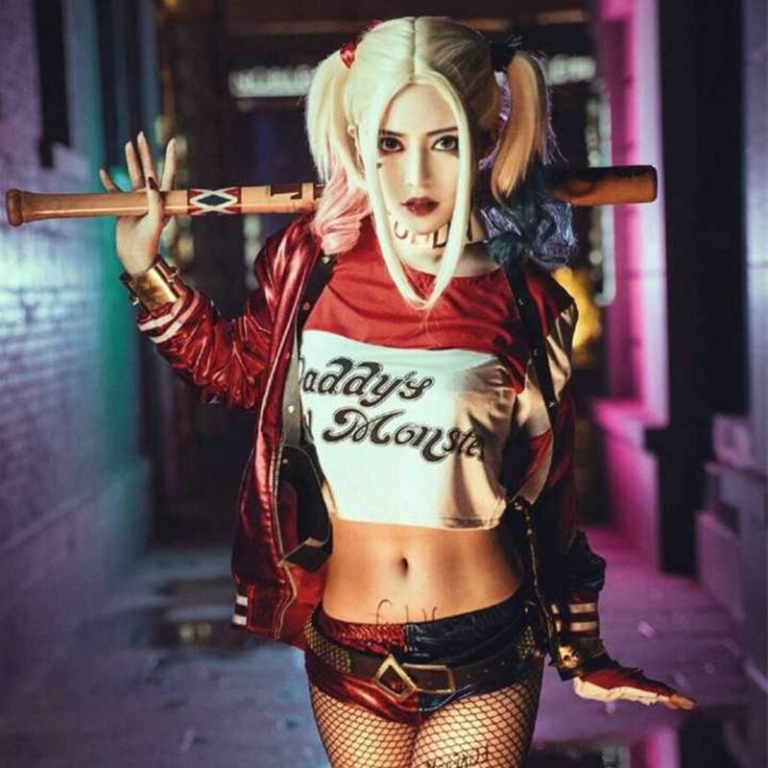 Costumes  Quinn Squad Harley Monster  coat JacketT Shirt Pants Bracelet Belt necklace Gloves Accessories Full S - Image 2