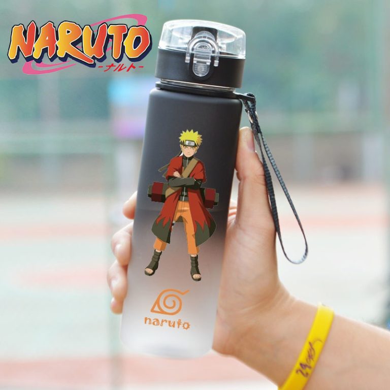 Anime Naruto Water Bottle 560ml High Capacity With Plastic Drinking Cup Portable Sports Water Bottle Boy Girls