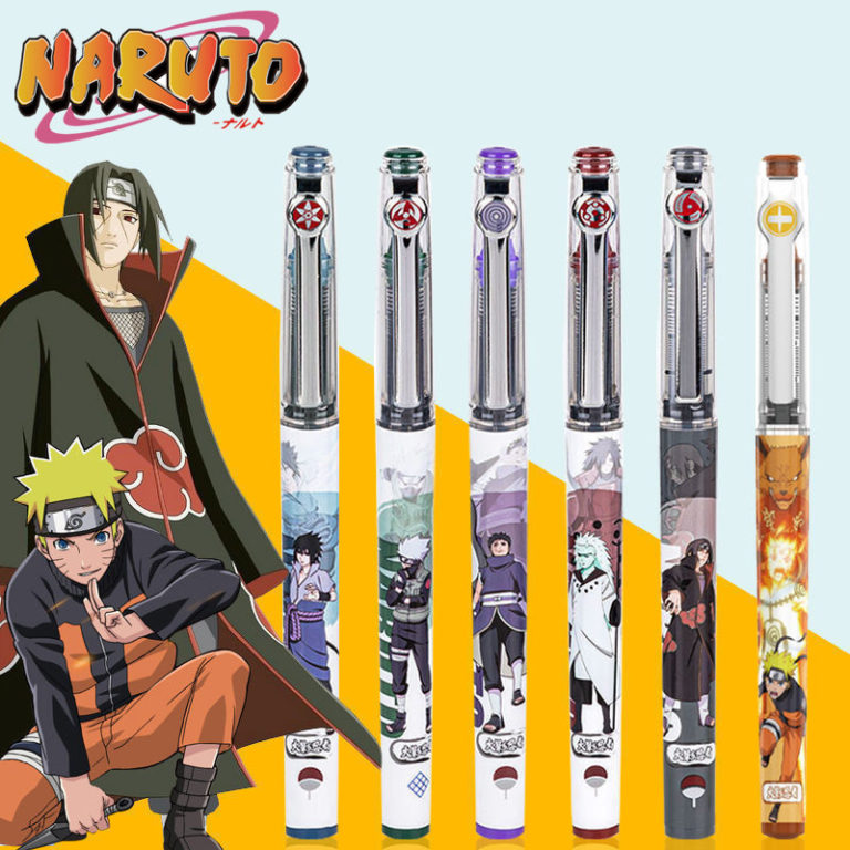1pcs Naruto Anime Black Pen 0.5mm Black Straight Liquid For Student Exam Pen Gift For A Friends