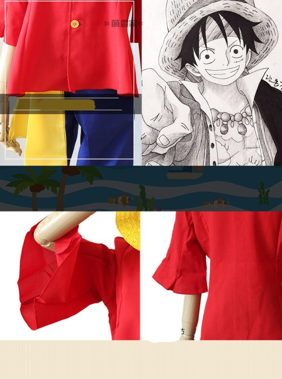 Japanese Anime One Piece Monkey D. Luffy Costume Comic con Role Play Luffy Cosplay clothing with hat - Image 2