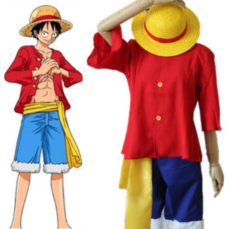 Japanese Anime One Piece Monkey D. Luffy Costume Comic con Role Play Luffy Cosplay clothing with hat