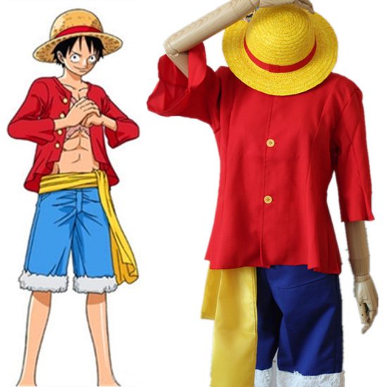 Japanese Anime One Piece Monkey D. Luffy Costume Comic con Role Play Luffy Cosplay clothing with hat
