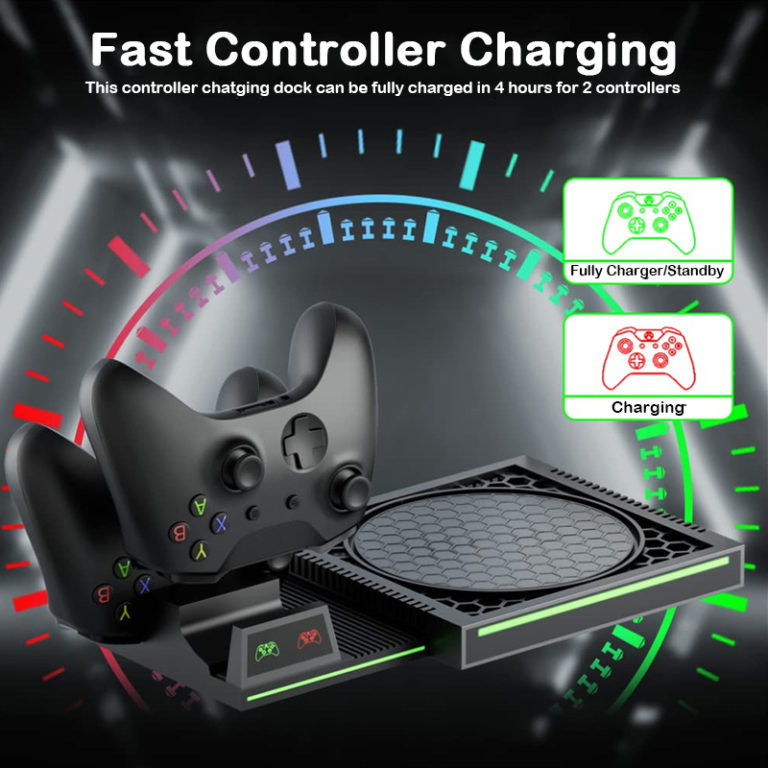 Cooling Base For Xbox Series X Vertical Stand, And Gamepad Charging, Disc Storage - Image 2