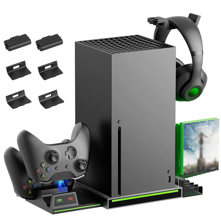 Cooling Base For Xbox Series X Vertical Stand, And Gamepad Charging, Disc Storage