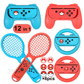 12 in 1 Nintendo switch 2 Steering Wheel 2 Tennis Racket 2 Handle Grip 6 Cover