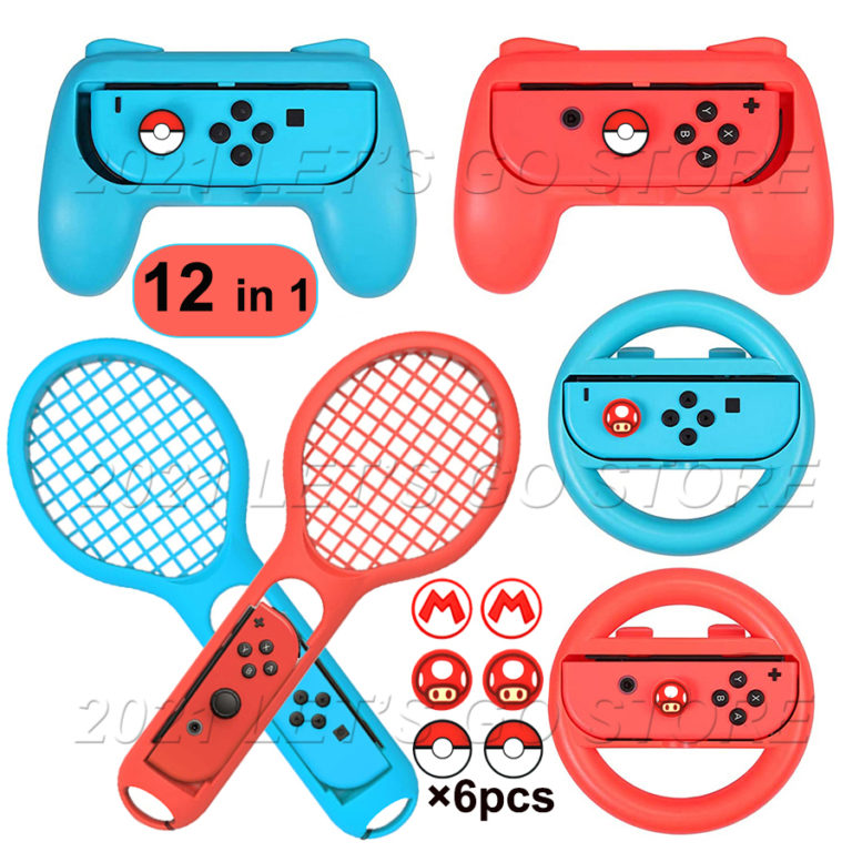 12 in 1 Nintendo switch 2 Steering Wheel 2 Tennis Racket 2 Handle Grip 6 Cover