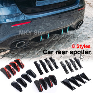 4pcs Carbon Fiber Rear Bumper Diffuser Spoiler ABS Rear Bumper Lip Diffuser Anti-collision