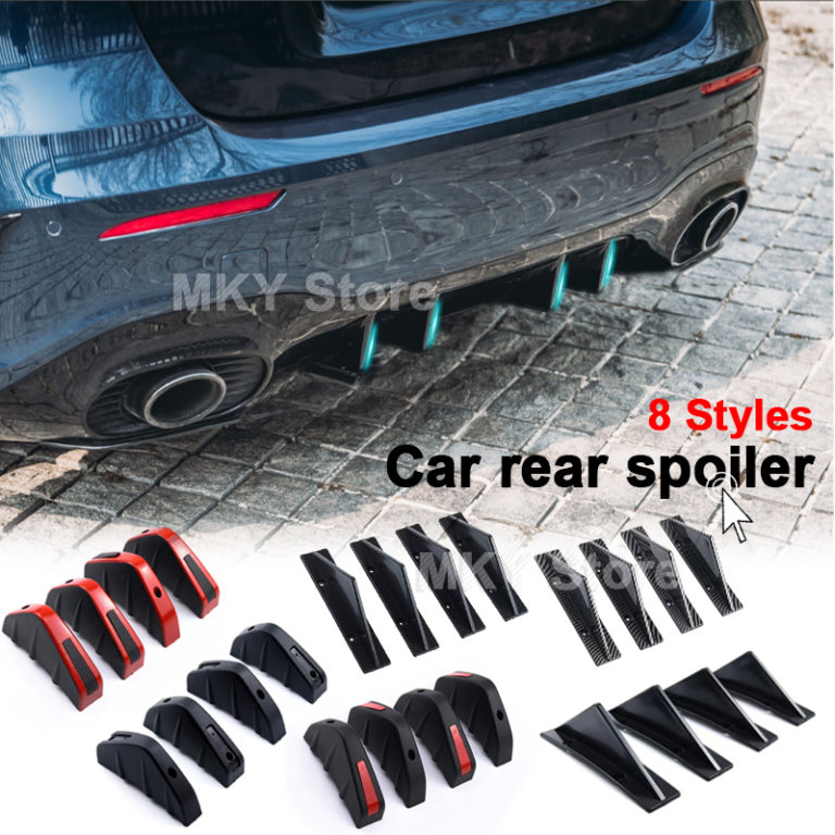 4pcs Carbon Fiber Rear Bumper Diffuser Spoiler ABS Rear Bumper Lip Diffuser Anti-collision
