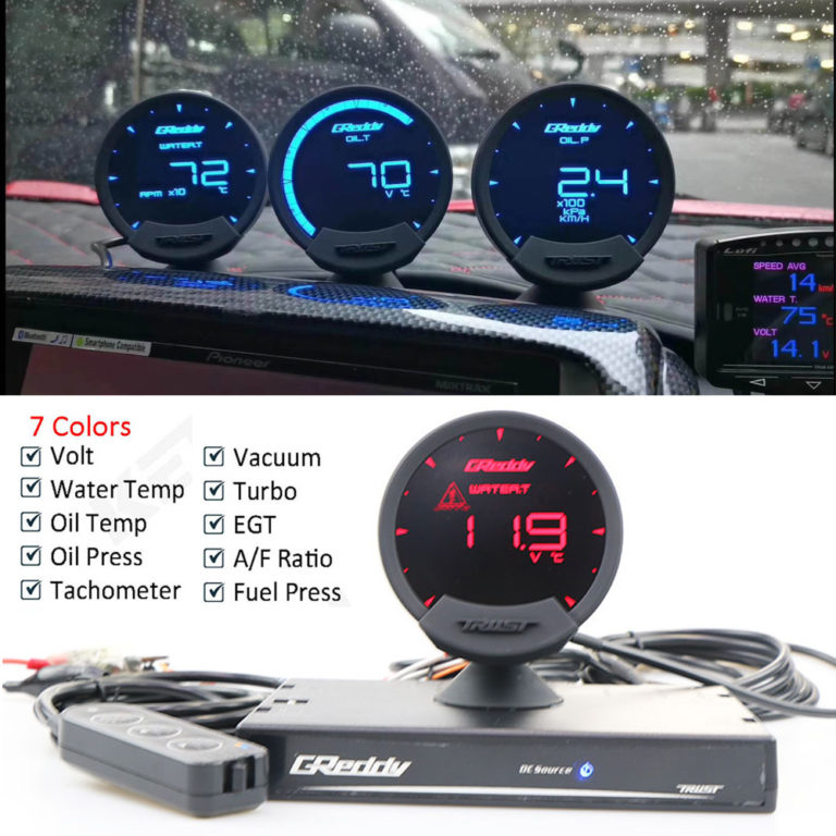 Gauge LCD 74mm Turbo Speed Volts RPM Air Fuel Ratio Exhaust Meter with Sensor