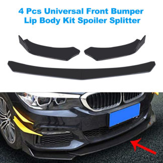 4 Pieces Front Bumper Lip Body Kit Spoiler Splitter ABS Bumper Canard Lip Splitter Universal