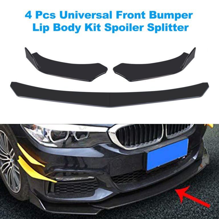 4 Pieces Front Bumper Lip Body Kit Spoiler Splitter ABS Bumper Canard Lip Splitter Universal