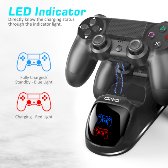 Controller Charger Dock Station Dual Fast Charging Stand with Status Display for /PS4 Slim/PS4 Pro - Image 2