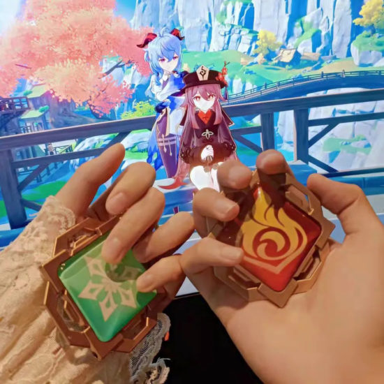 Game Genshin Impact Vision Inazuma Wendi Xiao Key 9CM Cosplay Chain Luminous 7Element Weapons Eye - Image 2