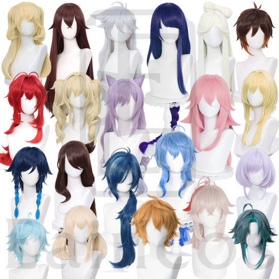 Genshin Impact Venti Keqing Barbara Diluc Kaeya Noelle Traveler  Cosplay Wigs Heat Resistant Synthetic Hair