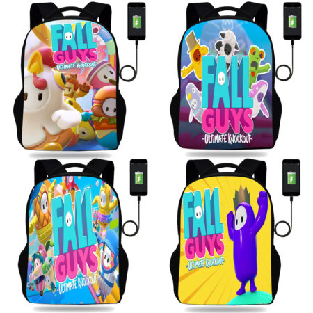 Game Falls Guys Bag Ultimate High Quality Prink Student Large Capacity With Usb socket