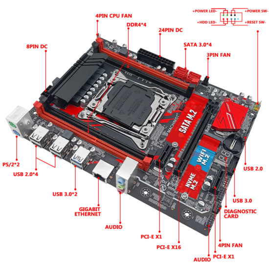 X99 Motherboard LGA 2011-3 Set Kit With Intel Xeon E5 2640 V3 CPU 16GB(2*8G) DDR4 ECC RAM 2133Mhz M-ATX NVME M.2 RS9 - Image 2