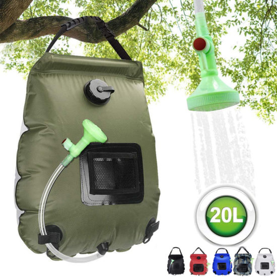 Solar Shower Bag 20 Liter Camping Hiking Heating Heating Bag With Convertible Shower Head