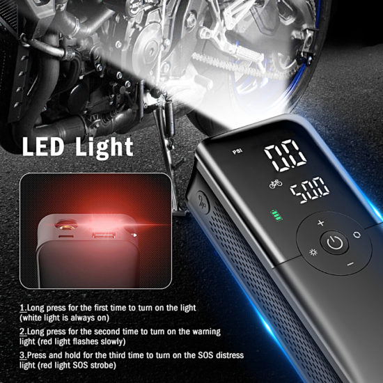 Portable Air Pump Compressor 12v For Car Motorcycles Bicycles Creative Design And Power Bank Also - Image 2