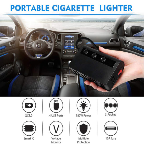 Cigarette Lighter Splitter Quick Charge 180W 4 Port 3.0 USB Charging Socket For Phone IPad - Image 3