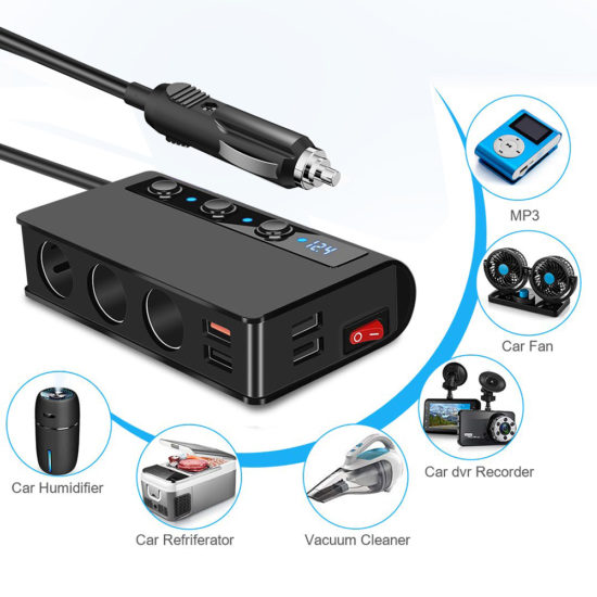 Cigarette Lighter Splitter Quick Charge 180W 4 Port 3.0 USB Charging Socket For Phone IPad - Image 2