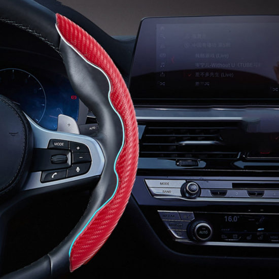 1Pair Red Carbon Fiber Look Universal Car Steering Wheel Booster Cover Non-Slip Auto Interior Decoration Accessories - Image 2