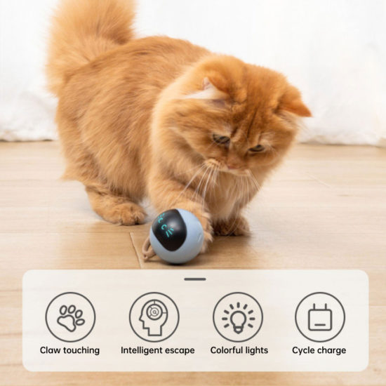 ⁦Automatic Cat Ball Toys Electric USB Rechargeable Self Rotating Indoor Toys for Pet Kitten⁩ - الصورة ⁦2⁩