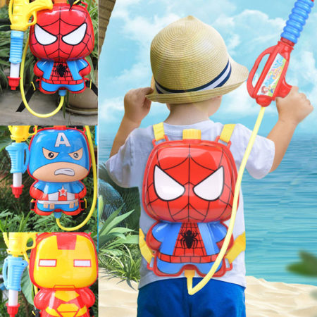 Backpack Water Gun Anime Figures Spiderman Children Toys Marvel Kids Toy Birthday Gift