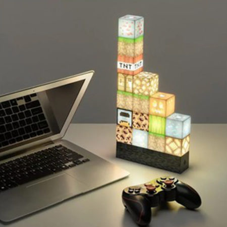 Square Building Block Lamp From Minecraft Game Lamp Usb For Night Light Table-Party-Bedroom Decor