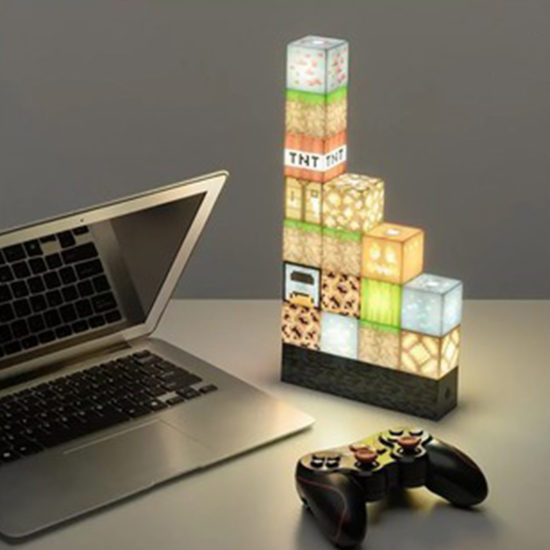 Square Building Block Lamp From Minecraft Game Lamp Usb For Night Light Table-Party-Bedroom Decor
