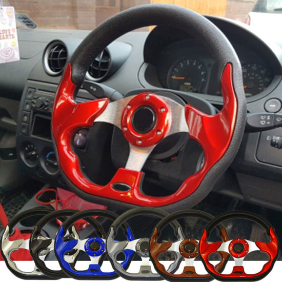 Universal 13" 320mm Racing Sports Car Steering Wheel with Horn Button Carbon Fiber