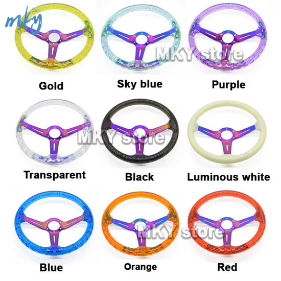 Drifting Universal Steering Wheel Acrylic Horn Button 6-Holes Neo Chrome 14 Inch-350mm - Image 3