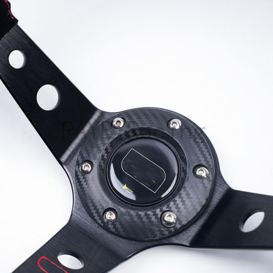 Racing Steering Wheels Universal Deep Corn 350mm 14-Inch Suede/PVC with Logo - Image 3