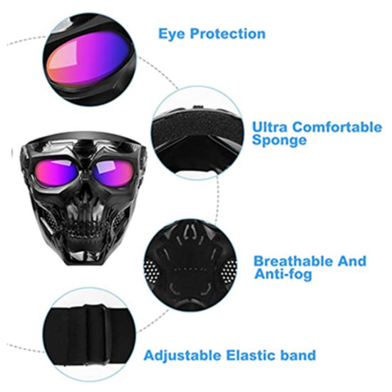 Cool Skull Face Mask With Goggles Open Face Helmet Moto Casco For Motorcycle Also - Image 2