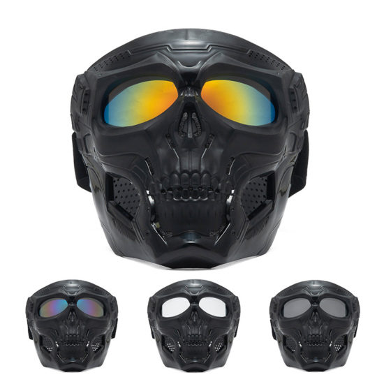 Cool Skull Face Mask With Goggles Open Face Helmet Moto Casco For Motorcycle Also - Image 4