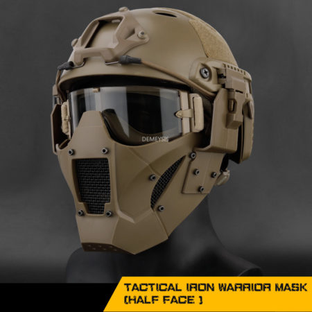 Hunting Protective Mask Half Face Breathable Tactical Face Mask with Helmet Connector FAT Helmet