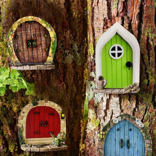 6 Pcs/Set Fairytales Tree Door Wooden Dwarf For Garden Decoration - Image 2