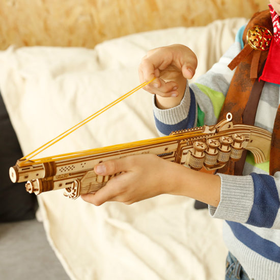 Wood Pistol With Rubber Band Bullet Wooden Model Building Blocks Set Toy Gift For Big Kids - Image 3