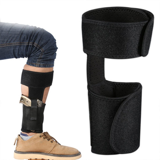 Tactical Ankle Pistol Holster Concealed with Elastic Fixing Strap Handgun Pouch