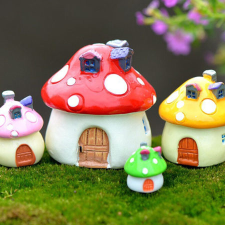 3 Sizes Mushroom House, Resin Fairy Garden Craft Miniature Moss Micro Gnome, Home Decoration