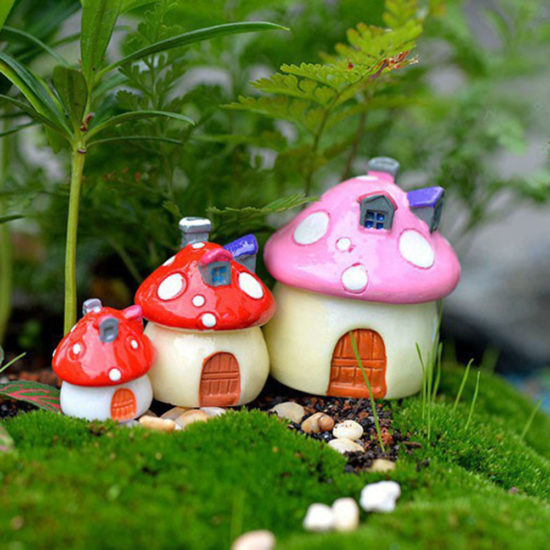 3 Sizes Mushroom House, Resin Fairy Garden Craft Miniature Moss Micro Gnome, Home Decoration - Image 2