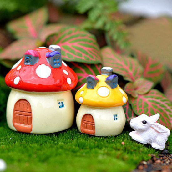 3 Sizes Mushroom House, Resin Fairy Garden Craft Miniature Moss Micro Gnome, Home Decoration - Image 3