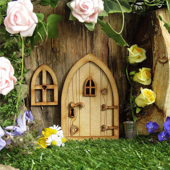 3D Wooden Fairy Garden, Door Handmade DIY Miniature Signs Dollhouse Door Craft Decorations for Home - Image 2