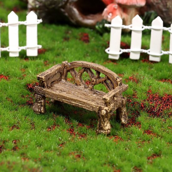 Garden Decor, Dollhouse Ornament Scene Model Micro Landscapes Mini Bench Park Chair Figurines Miniature Wooden Table - Image 3