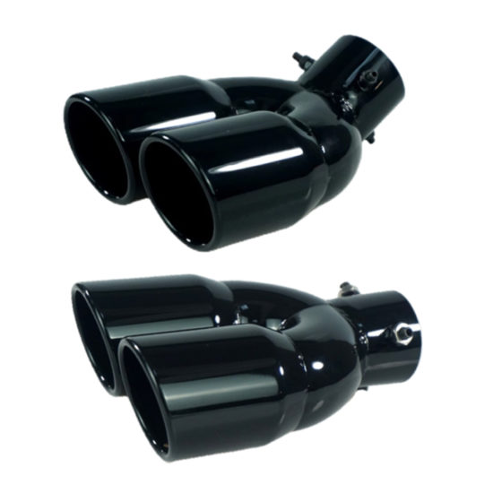 Double-Rear Exhaust Universal 63mm Car Pipe Muffler Black Titanium Outlet Stainless Steel Car Accessories